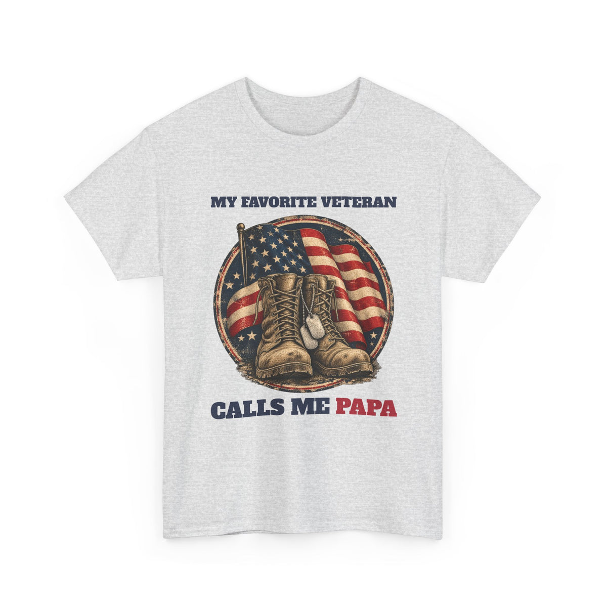 Ash My Favorite Veteran Calls Me Papa T-Shirt, front view