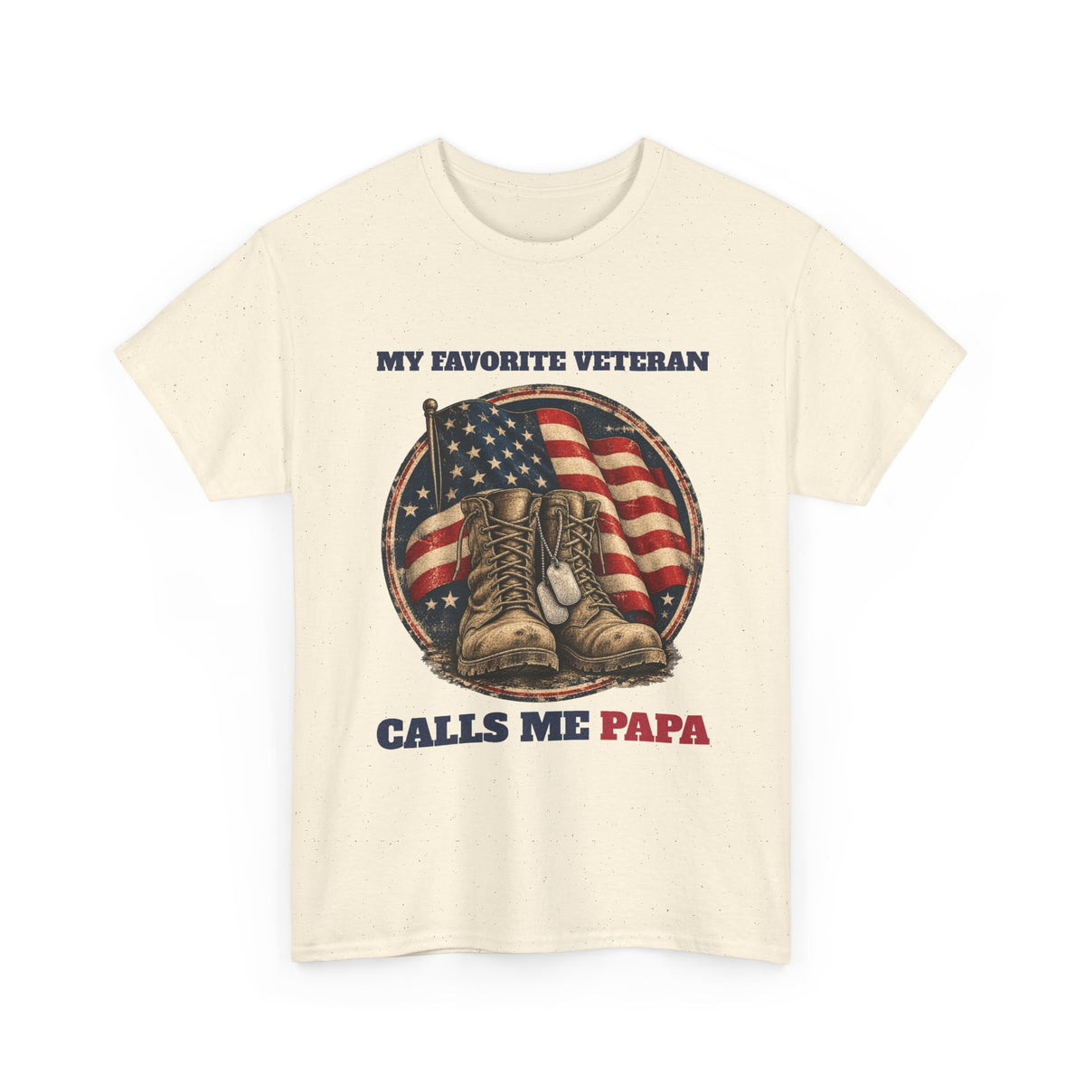 Natural My Favorite Veteran Calls Me Papa T-Shirt, front view