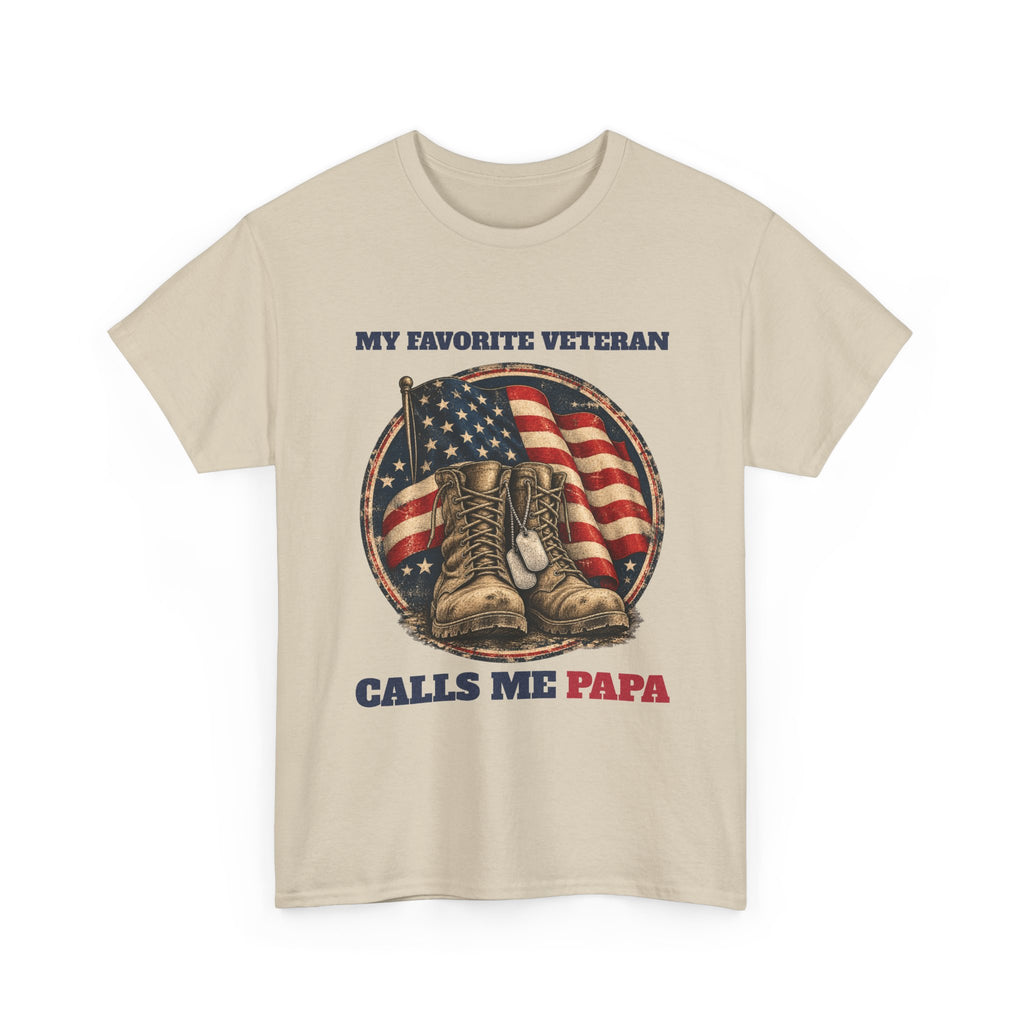 Sand My Favorite Veteran Calls Me Papa T-Shirt, front view