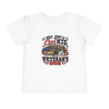 White Not Just A Cool Kid I'm A Veteran's Son toddler t-shirt with a patriotic red, white and blue print, front view