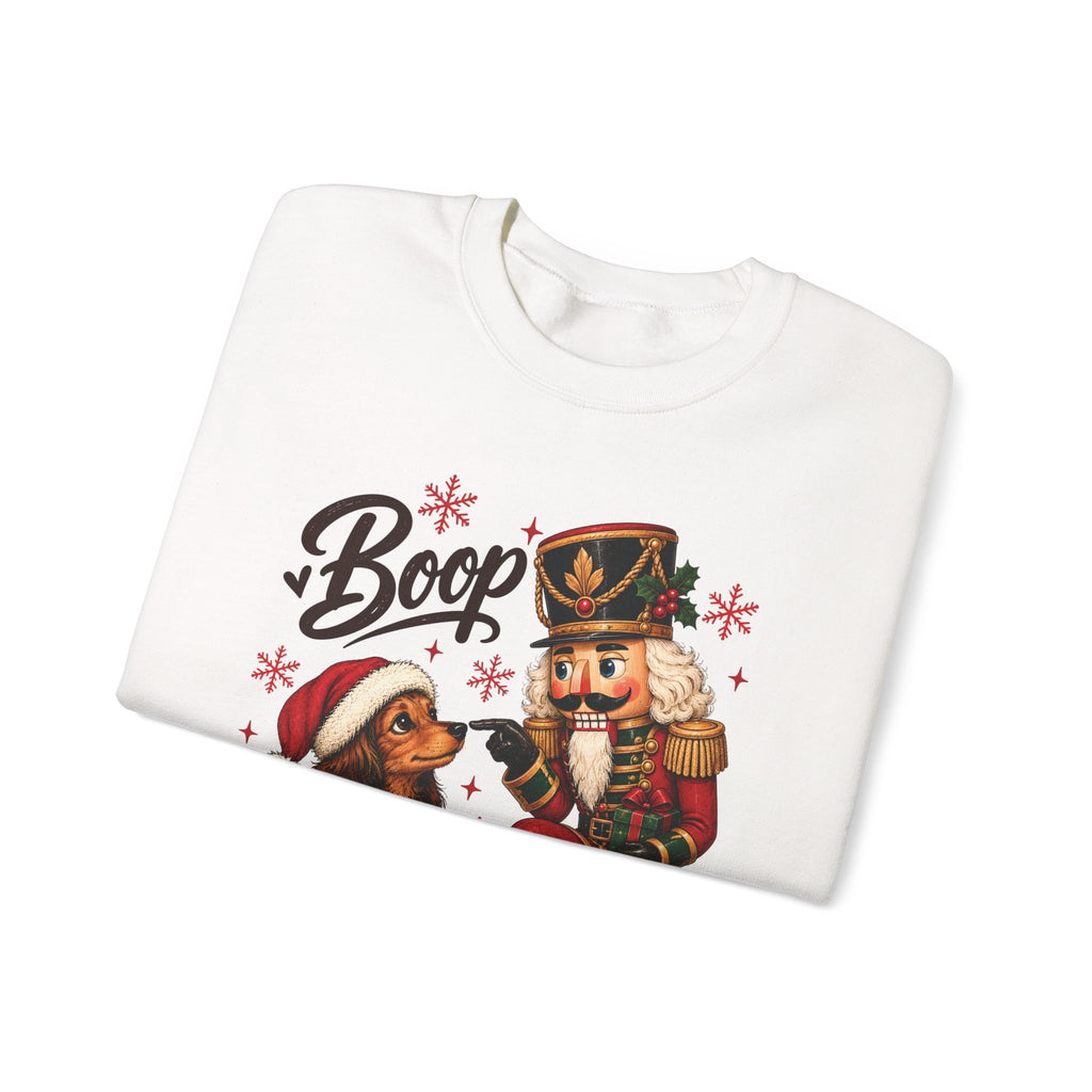 Nutcracker Dachshund Boop Christmas Sweatshirt, folded