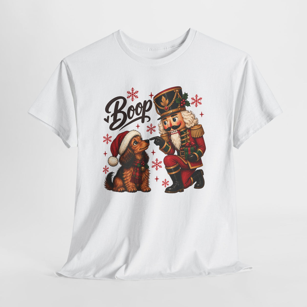 Nutcracker Dachshund Boop Christmas T-Shirt, flat lay