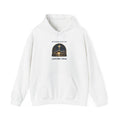 White O Come Let Us Adore Him hoodie with a vintage nativity scene under the star of Bethlehem, front view