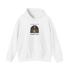 White O Come Let Us Adore Him hoodie with a vintage nativity scene under the star of Bethlehem, front view