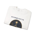 O Come Let Us Adore Him Christian Christmas Sweatshirt, folded