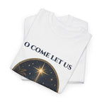 O Come Let Us Adore Him Christian Christmas T-Shirt, folded