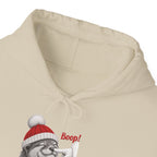 Otter Boop Christmas Hoodie, front collar close-up