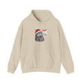 Sand Otter Boop Christmas hoodie with a smiling otter in a knit Santa beanie getting a nose boop, front view