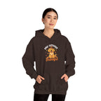 Model wearing the dark chocolate Paw-sitively Thankful Hoodie