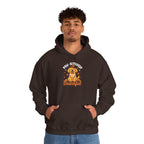 Model wearing the dark chocolate Paw-sitively Thankful Hoodie
