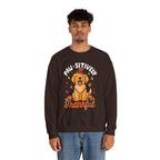 Model wearing the dark chocolate Paw-sitively Thankful Sweatshirt