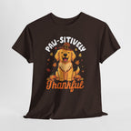 Paw-sitively Thankful T-Shirt, flat lay