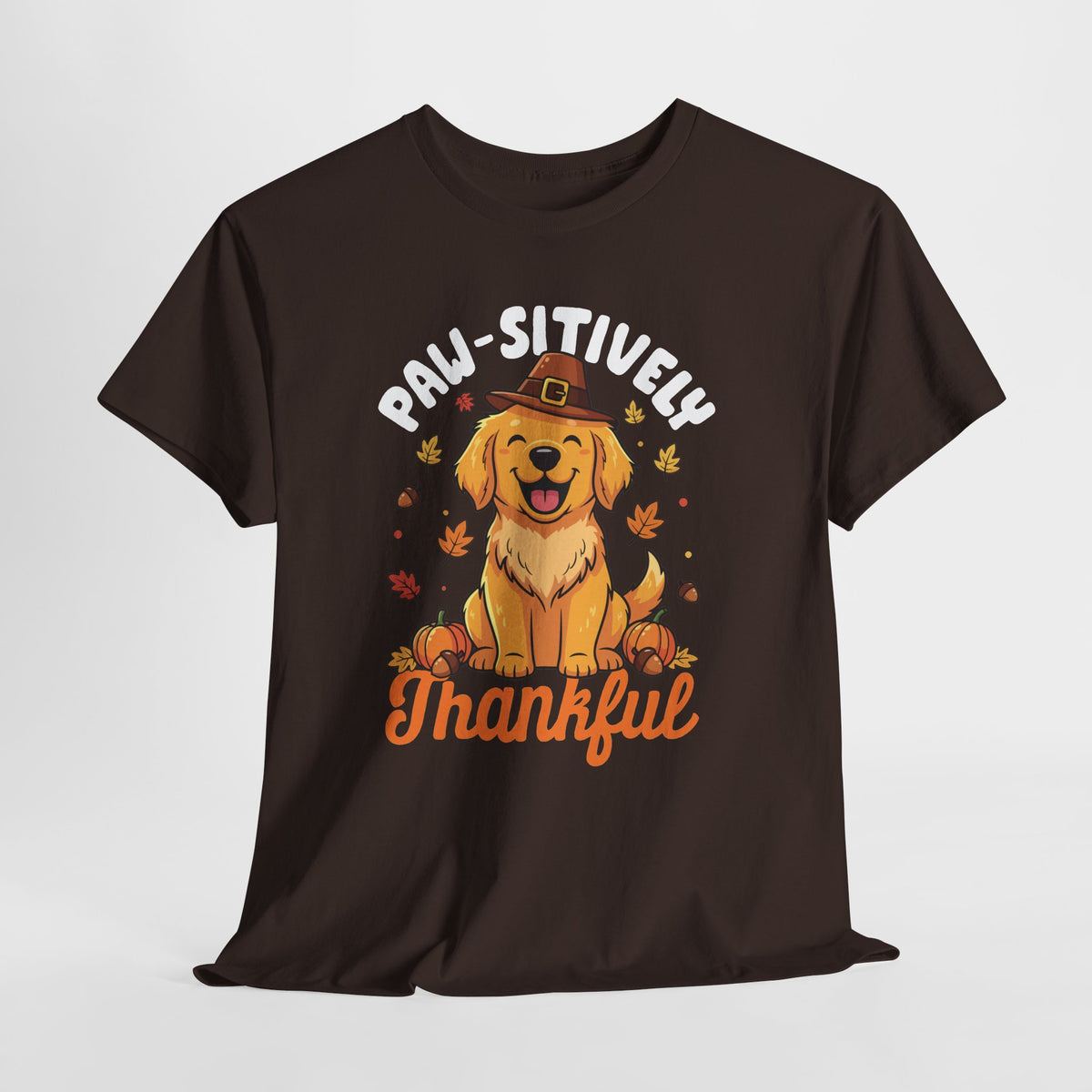 Paw-sitively Thankful T-Shirt, flat lay