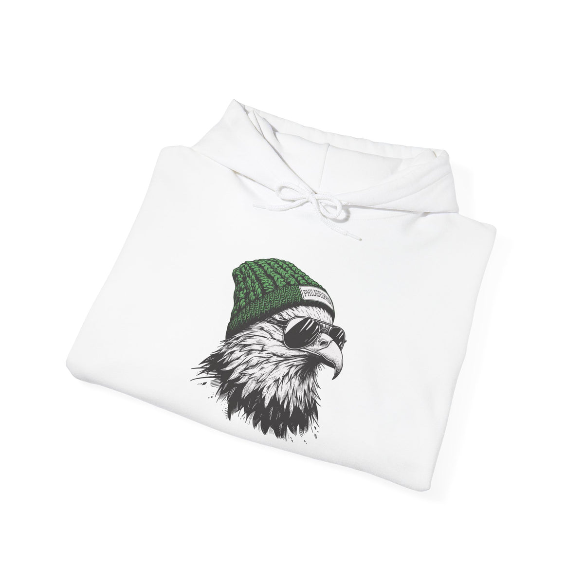 Philly eagle beanie hoodie, folded detail