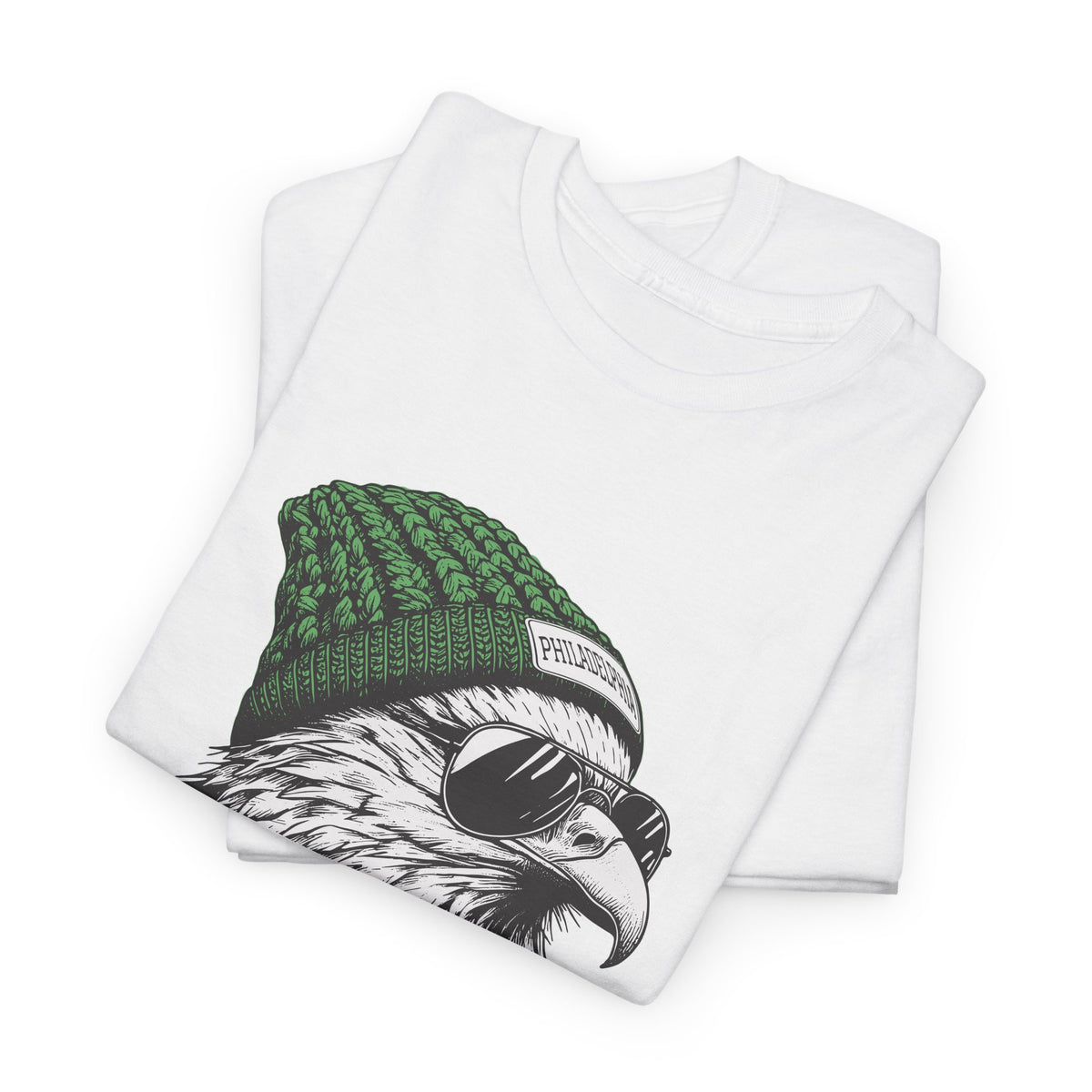 Philly eagle beanie t-shirt, folded detail