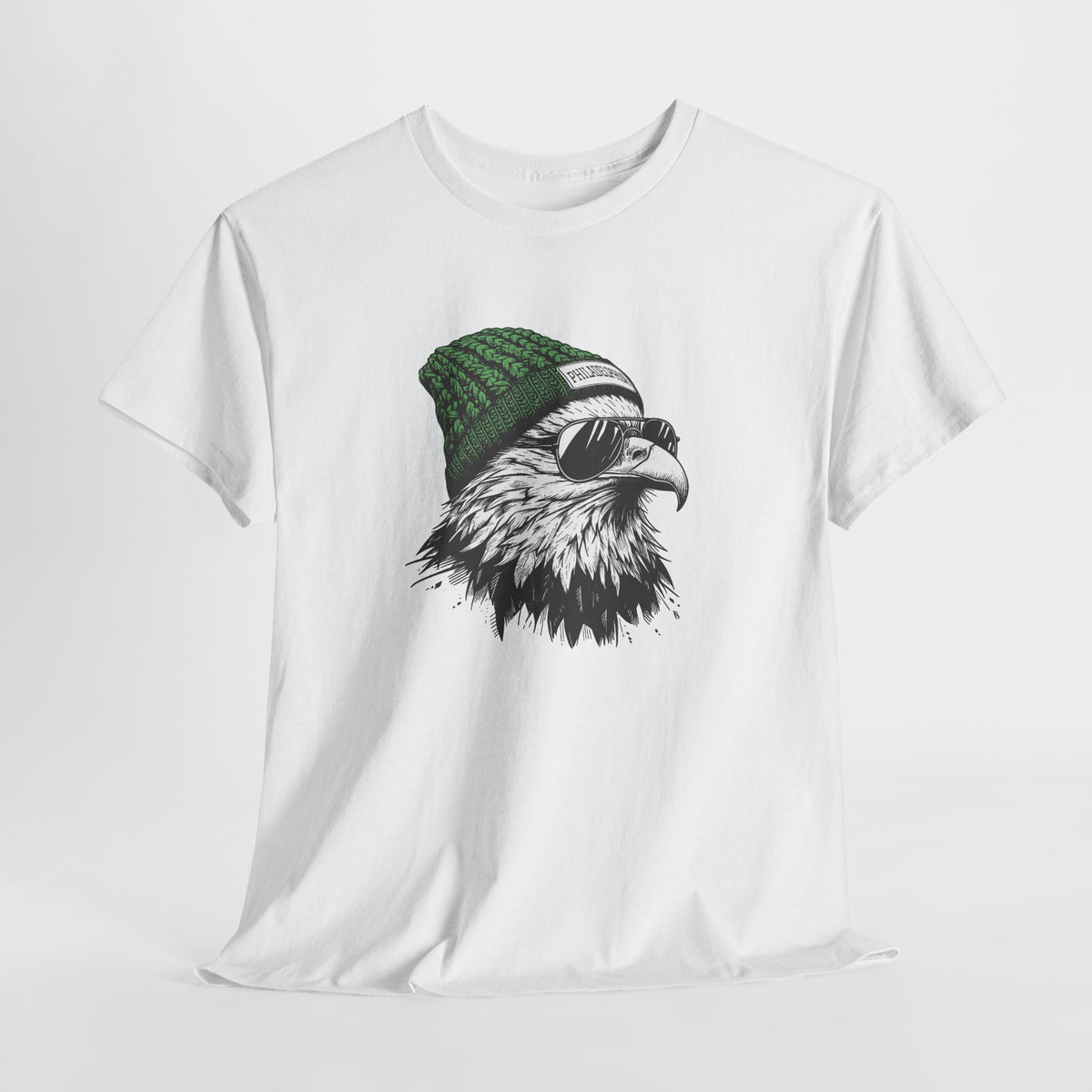 Philly eagle beanie t-shirt, flat lay