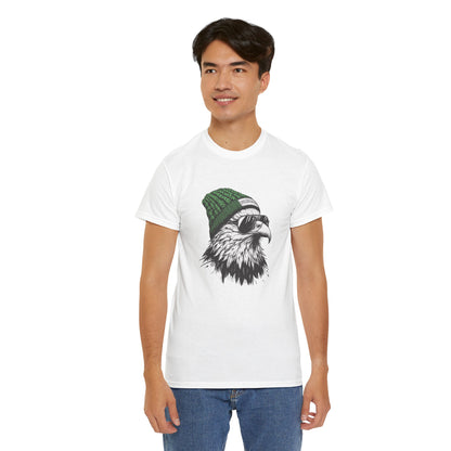 Man wearing the Philly eagle beanie t-shirt, alternative view