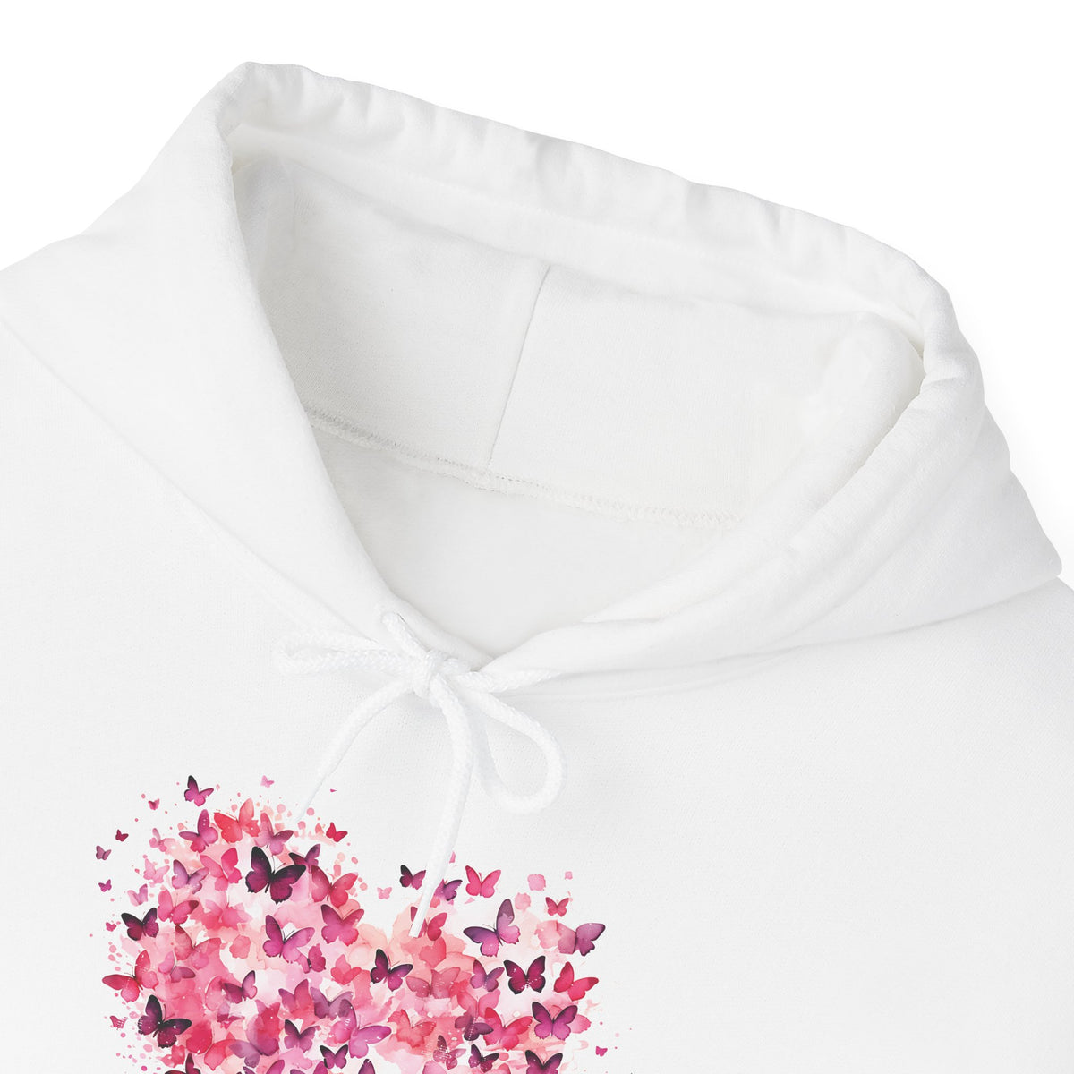 Pink butterfly heart hoodie, additional product view