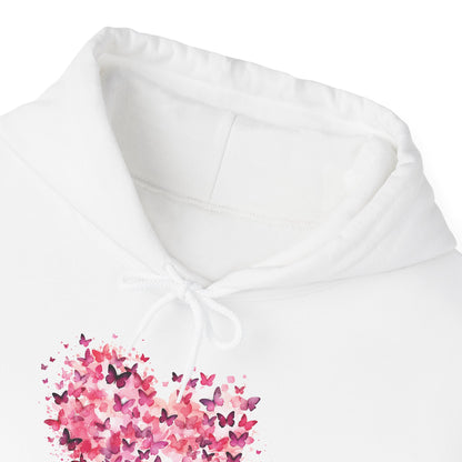 Pink butterfly heart hoodie, additional product view