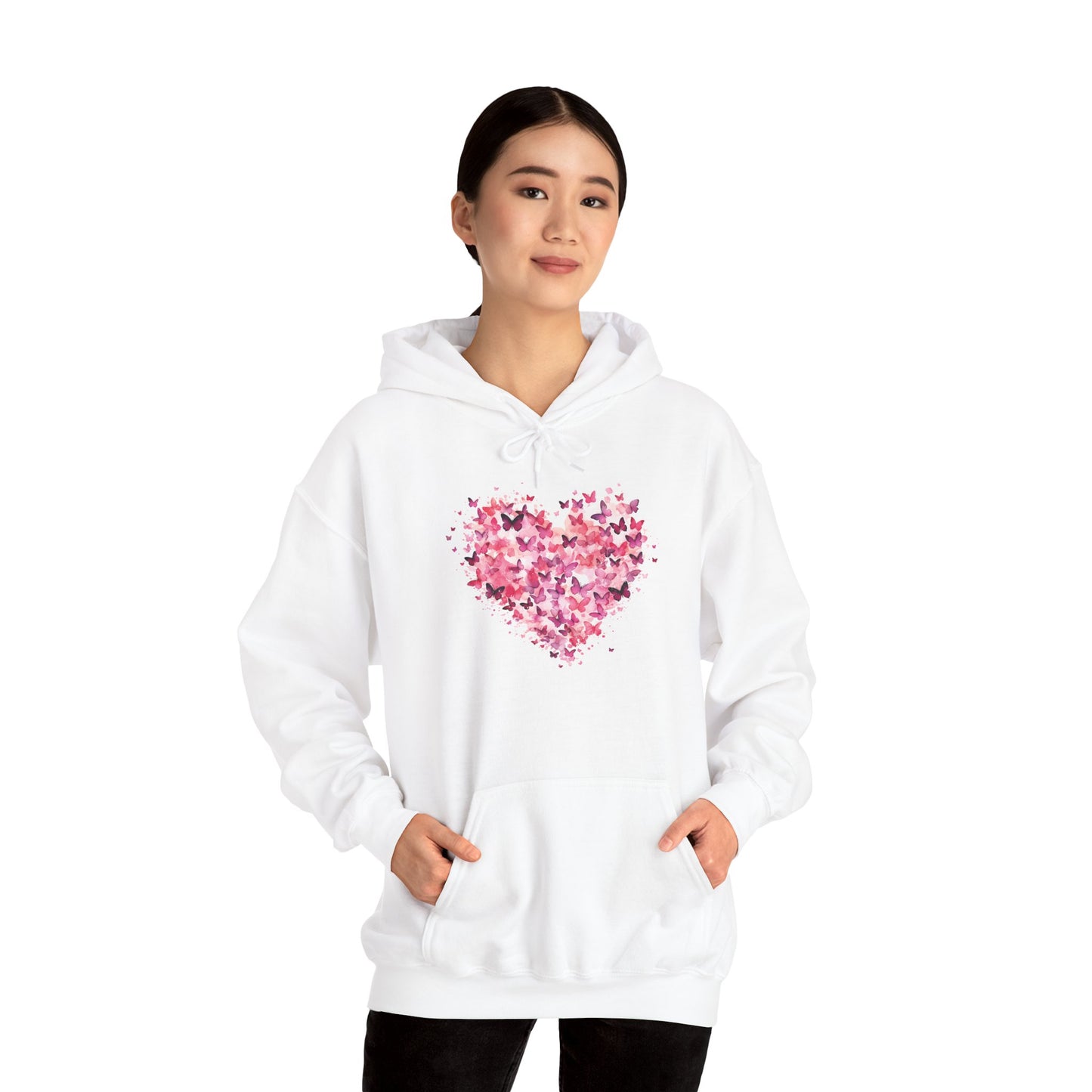 Pink butterfly heart hoodie, additional product view