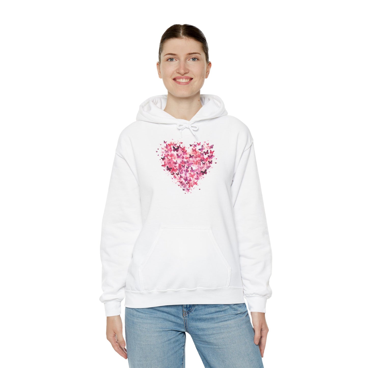 Pink butterfly heart hoodie, additional product view