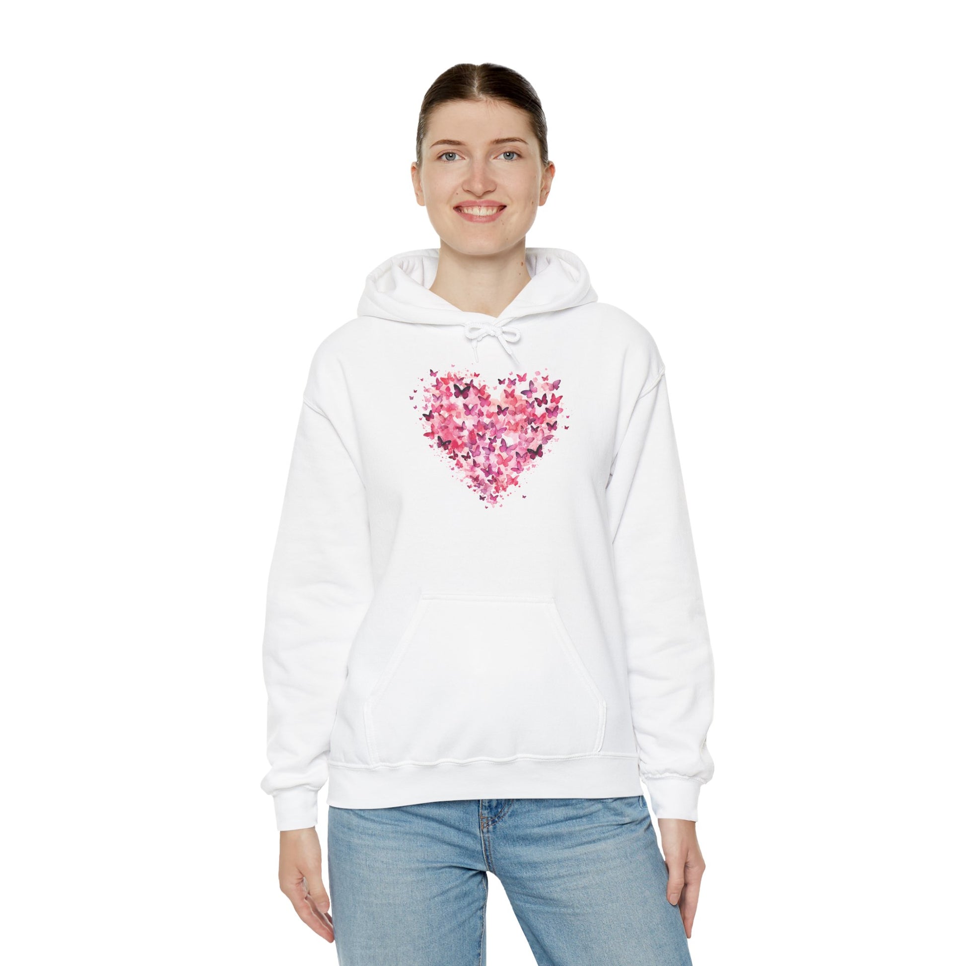 Pink butterfly heart hoodie, additional product view