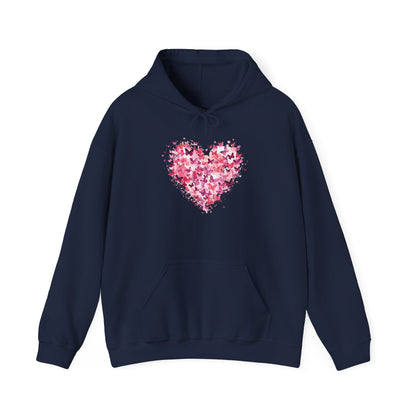 Navy butterfly heart hoodie with watercolour butterflies forming a heart