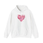 White butterfly heart hoodie with watercolour butterflies forming a heart