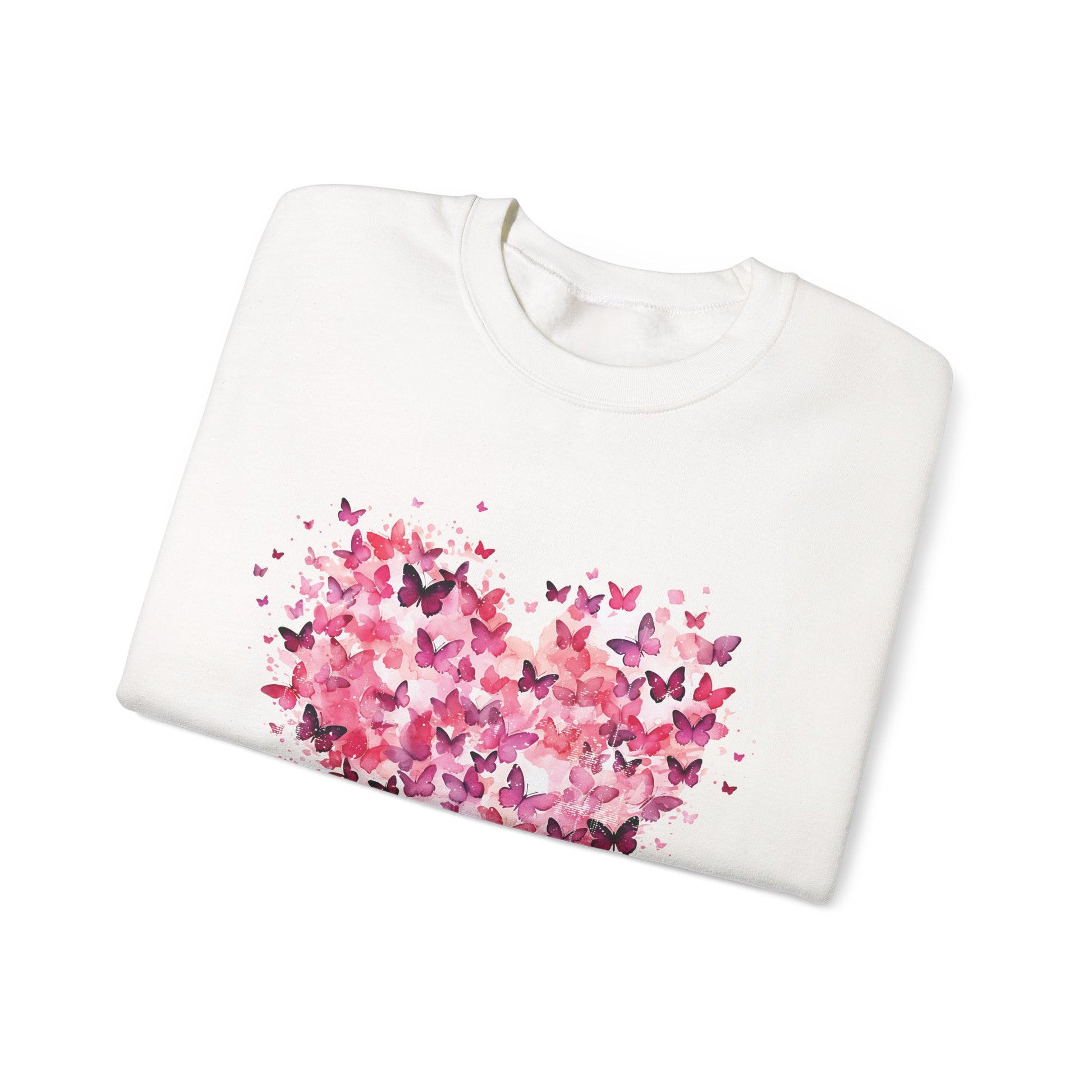 Pink butterfly heart sweatshirt, additional product view