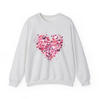 Ash grey butterfly heart sweatshirt with watercolour butterflies forming a heart