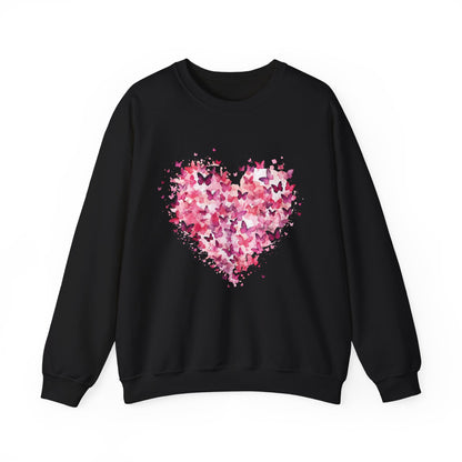 Black butterfly heart sweatshirt with watercolour butterflies forming a heart