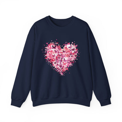 Navy butterfly heart sweatshirt with watercolour butterflies forming a heart
