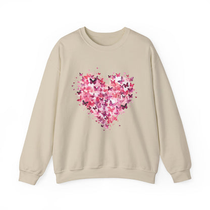 Sand butterfly heart sweatshirt with watercolour butterflies forming a heart