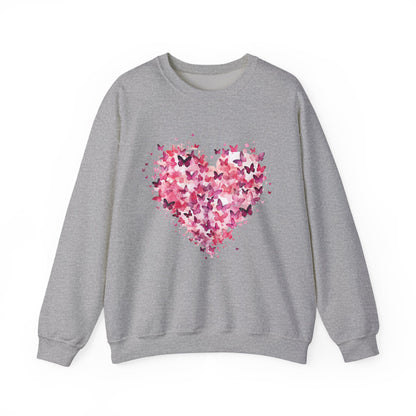 Sport grey butterfly heart sweatshirt with watercolour butterflies forming a heart