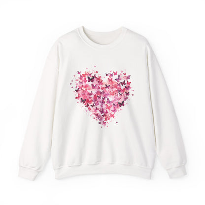 White butterfly heart sweatshirt with watercolour butterflies forming a heart
