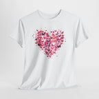 Pink butterfly heart t-shirt, flat lay