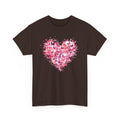 Dark Chocolate pink butterfly heart t-shirt with watercolour butterflies, front view