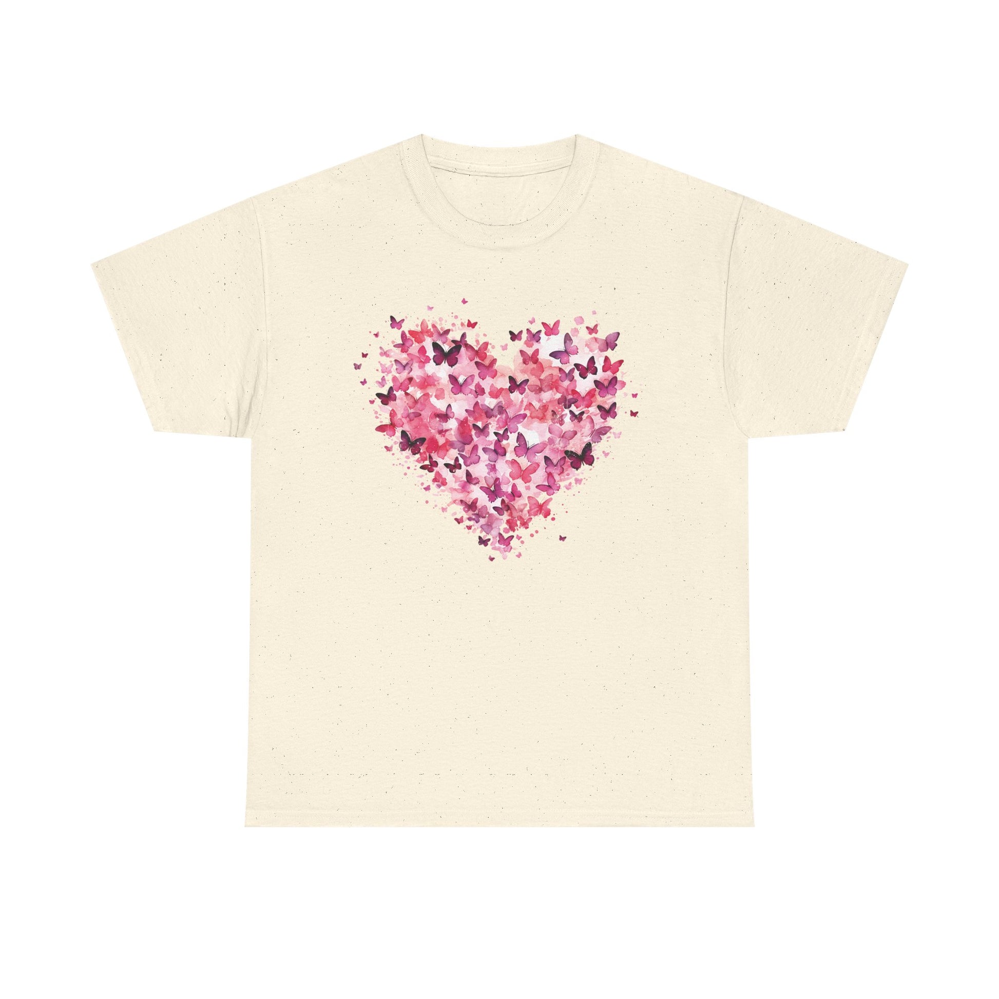 Natural butterfly heart t-shirt with watercolour butterflies forming a heart