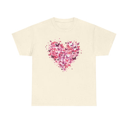 Natural butterfly heart t-shirt with watercolour butterflies forming a heart