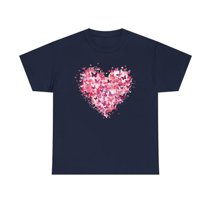 Navy butterfly heart t-shirt with watercolour butterflies forming a heart