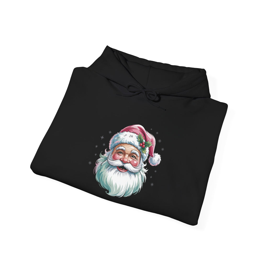 Pink Retro Christmas Santa Hoodie, folded