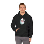Model wearing the black Pink Retro Christmas Santa Hoodie