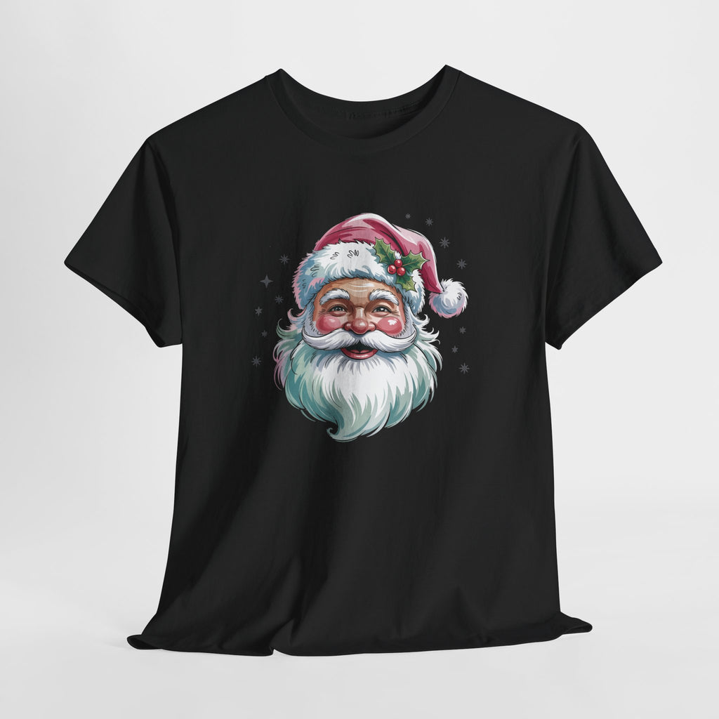Pink Retro Christmas Santa T-Shirt, flat lay