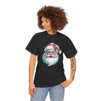 Model wearing the black Pink Retro Christmas Santa T-Shirt