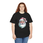 Model wearing the black Pink Retro Christmas Santa T-Shirt