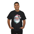 Model wearing the black Pink Retro Christmas Santa T-Shirt