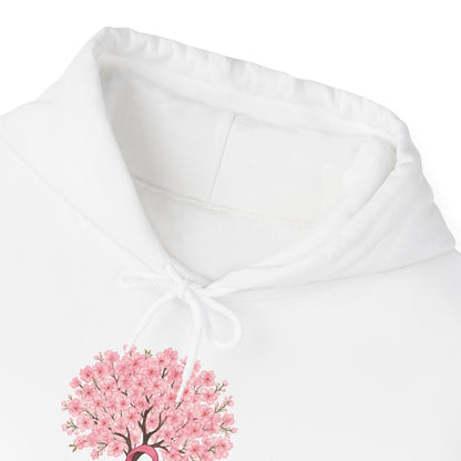 Pink ribbon cherry blossom tree hoodie, additional product view