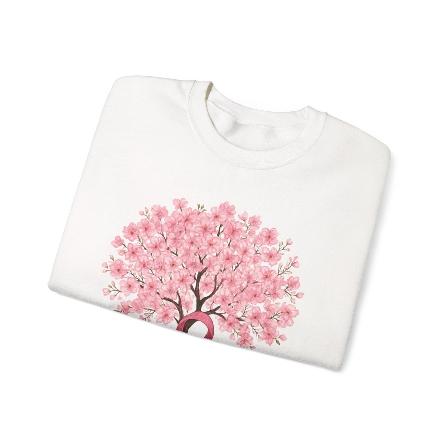 Pink ribbon cherry blossom tree sweatshirt, additional product view