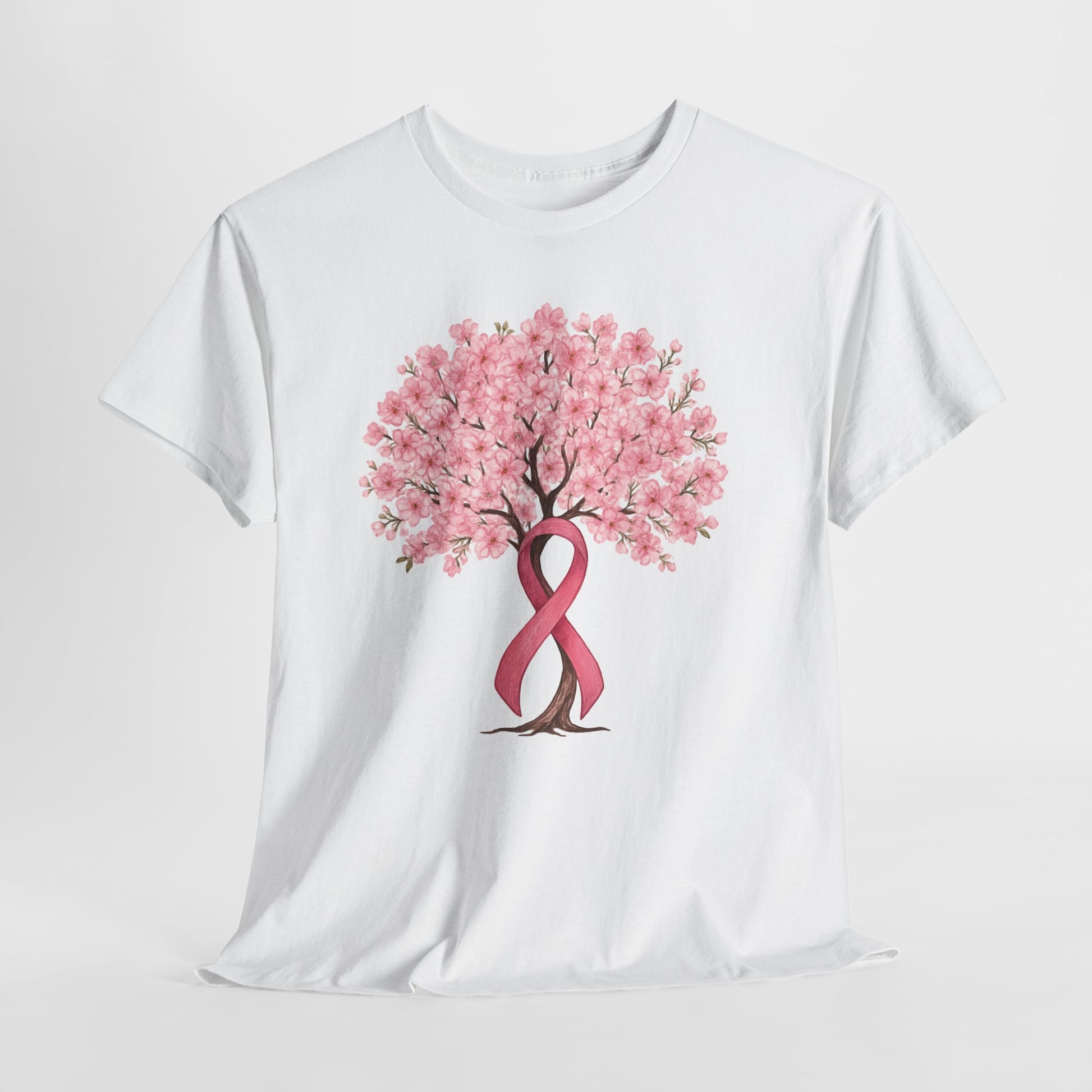 Pink ribbon cherry blossom tree t-shirt, additional product view