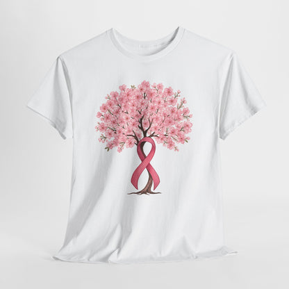 Pink ribbon cherry blossom tree t-shirt, additional product view